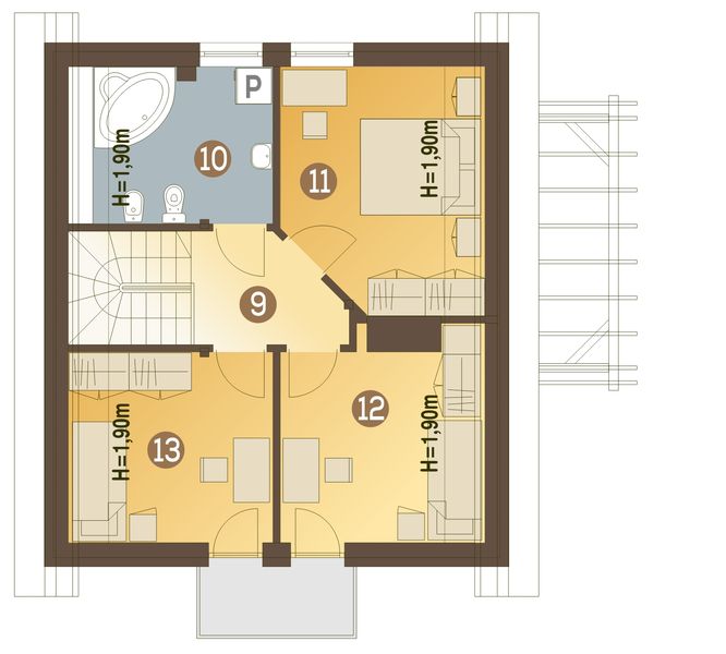 Poddasze projektu Ala III bez garażu [B]