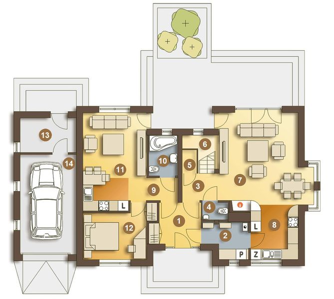 Parter projektu Amelia V trend z garażem 1-st. [A]