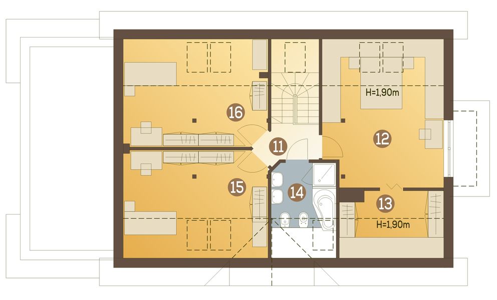 Poddasze projektu Amelia V trend z garażem 1-st. [A]