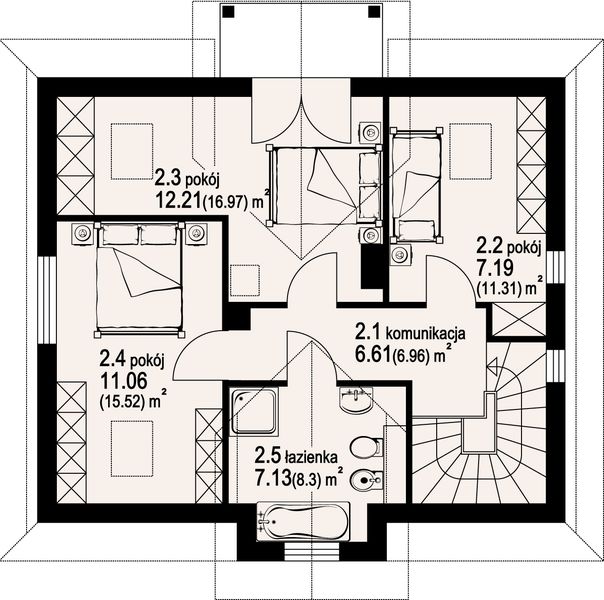 Poddasze projektu Dukla Średnia Dw-0k