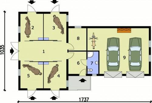 Parter projektu S13 Stajnia dla koni - 4 boksy