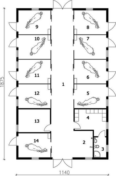 Parter projektu S19 Stajnia dla koni - 8 boksów