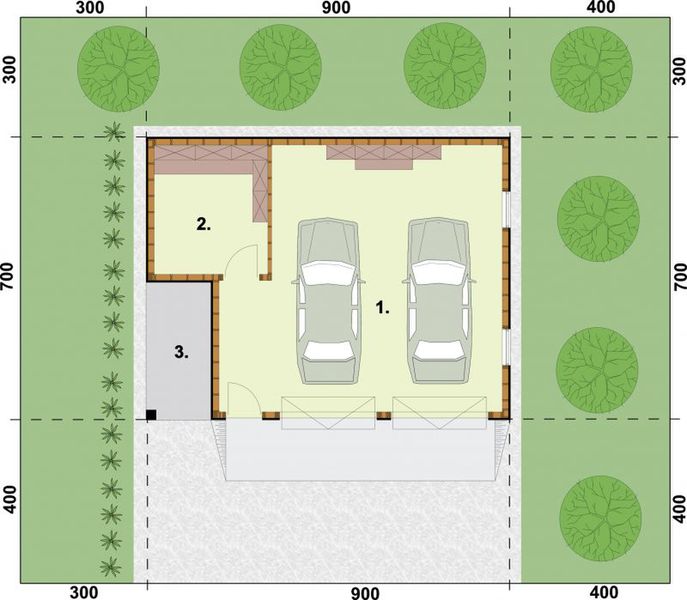 Parter projektu G33 szkielet drewniany budynek gospodarczy