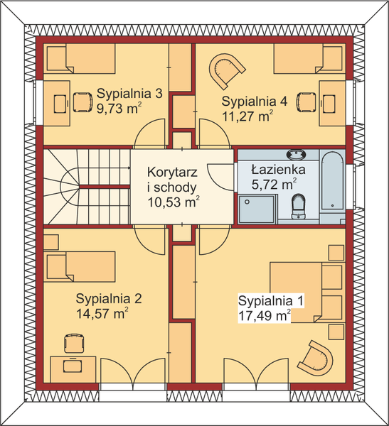 Piętro 1 projektu Domek Toskański (131 PS)
