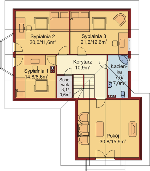 Poddasze projektu Domek Dębowy (027 SK)