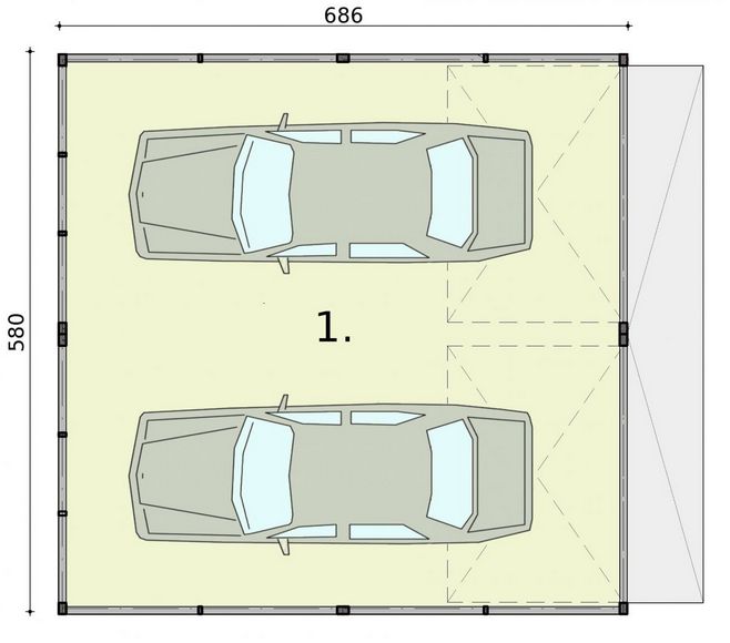 Parter projektu Budynek gospodarczy GB32 Blaszany Dwustanowiskowy