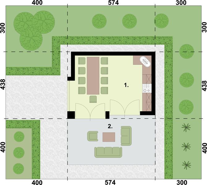 Parter projektu KL1 Kuchnia letnia / Bud. Gospodarczy
