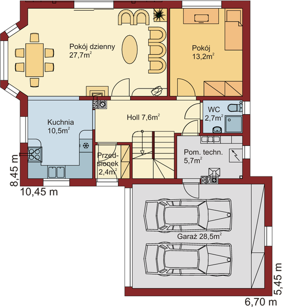 Parter projektu Domek Modrzewiowy + W (007 BT)