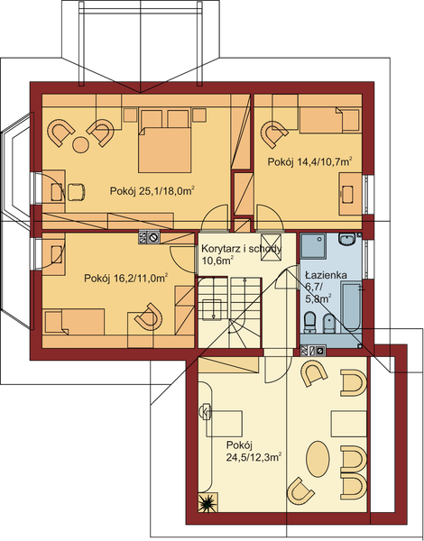 Poddasze projektu Domek Modrzewiowy + W (007 BT)
