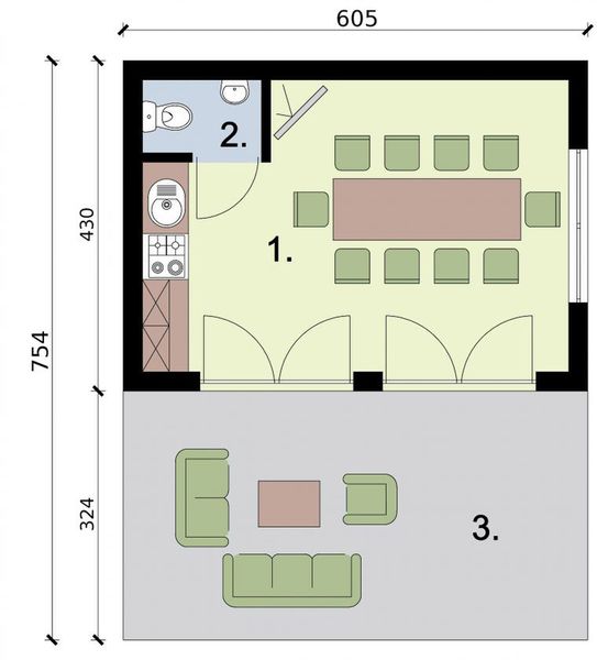 Parter projektu KL6 Kuchnia letnia / Bud. gospodarczy