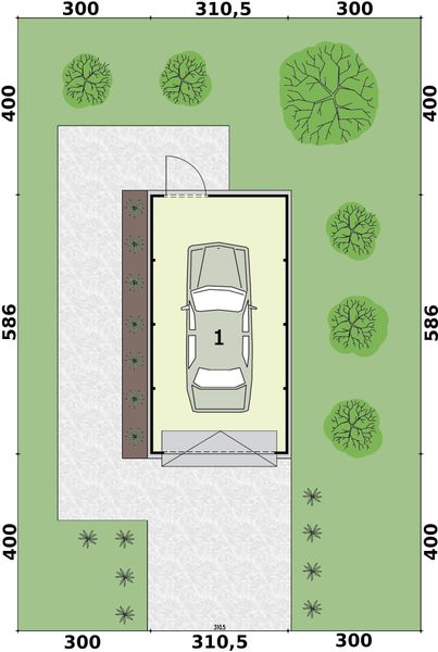 Parter projektu GB37 projekt garażu blaszanego jednostanowiskowego
