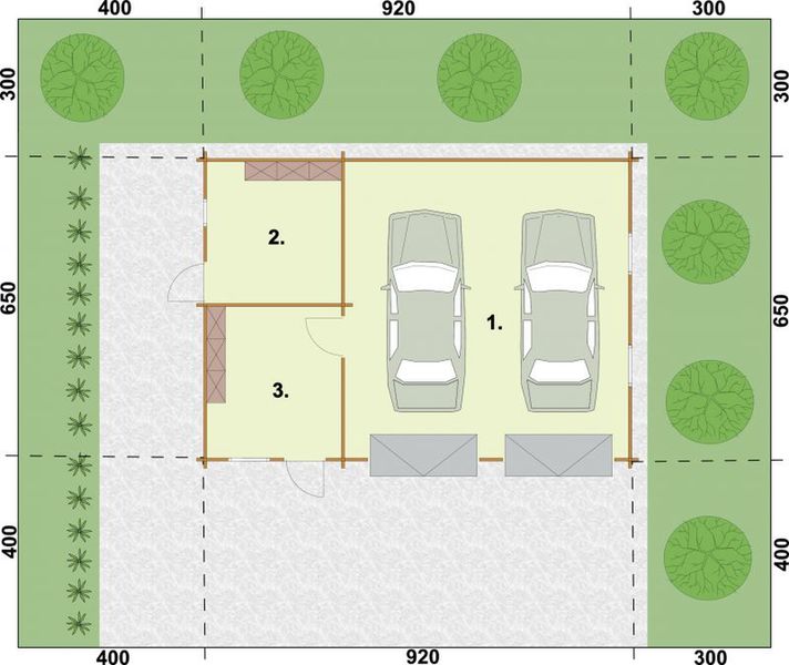 Parter projektu G84 budynek gospodarczy z bali drewnianych
