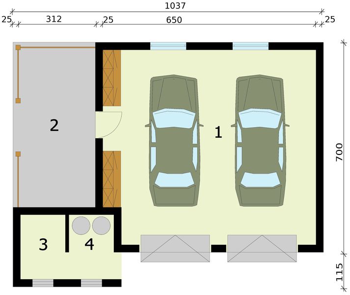 Parter projektu G287 budynek gospodarczy