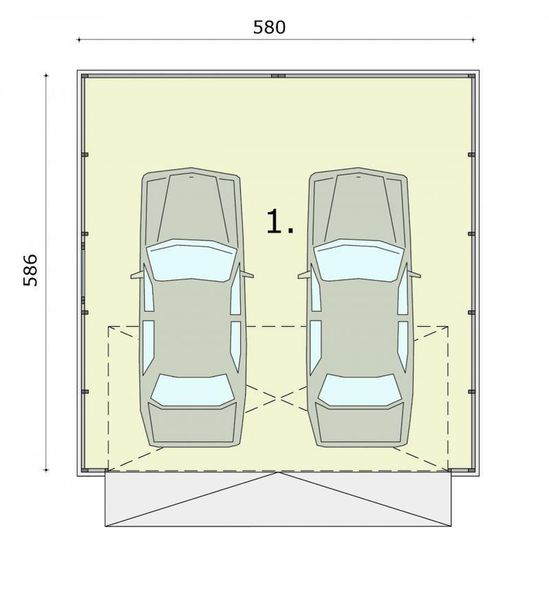 Parter projektu GB22 Garaż blaszany dwustanowiskowy