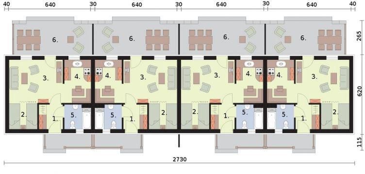 Parter projektu Riobamba 2 dom letniskowy (zabudowa szeregowa)
