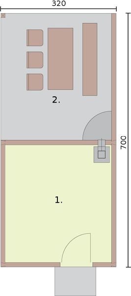 Parter projektu G52 budynek gospodarczy z bali drewnianych bez bramy