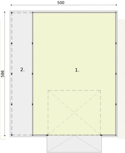 Parter projektu GB10 projekt garażu blaszanego jednostanowiskowego z wiatą