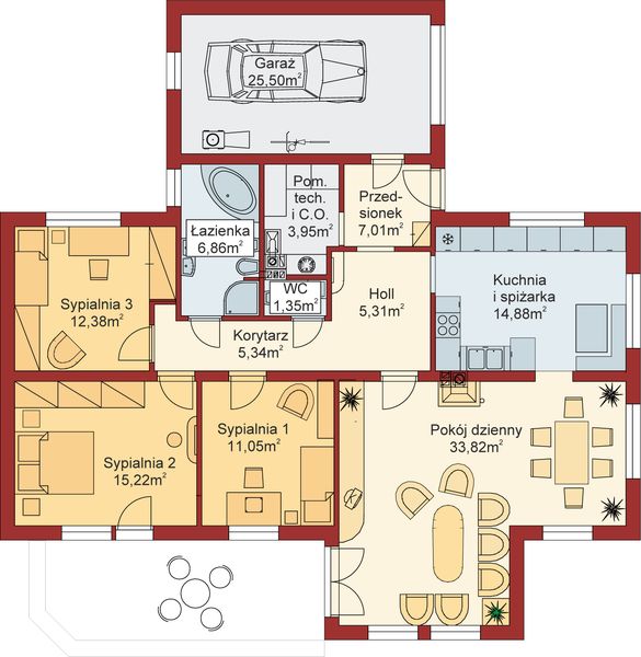 Parter projektu Domek Sosnowy+G (008 MR)