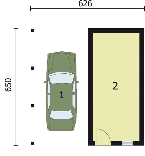 Projekt budynku gospodarczego G89 budynek gospodarczy - rzut parteru, dom liczy 0 pokoje, 0 łazienki i wc