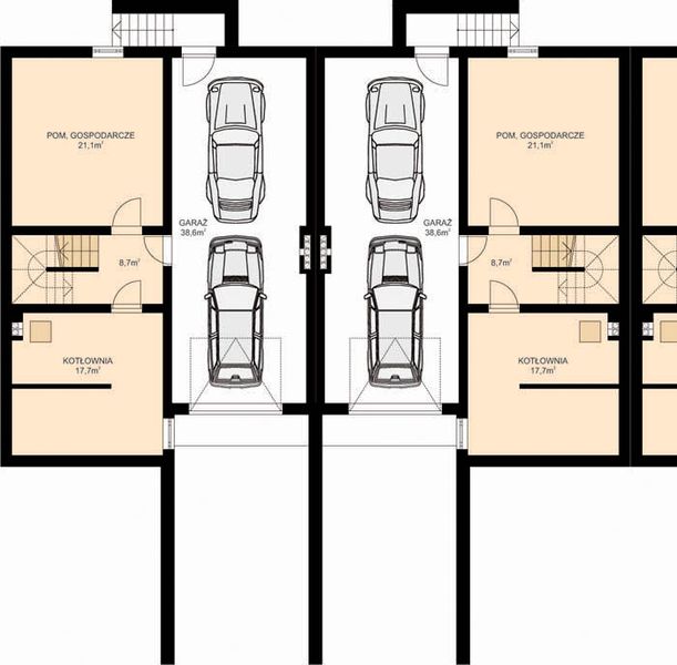 Projekt domu APS 210 - rzut piwnicy, dom liczy 3 pokoje, 2 łazienki i wc