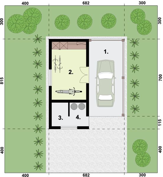Parter projektu G278 wiata garażowa