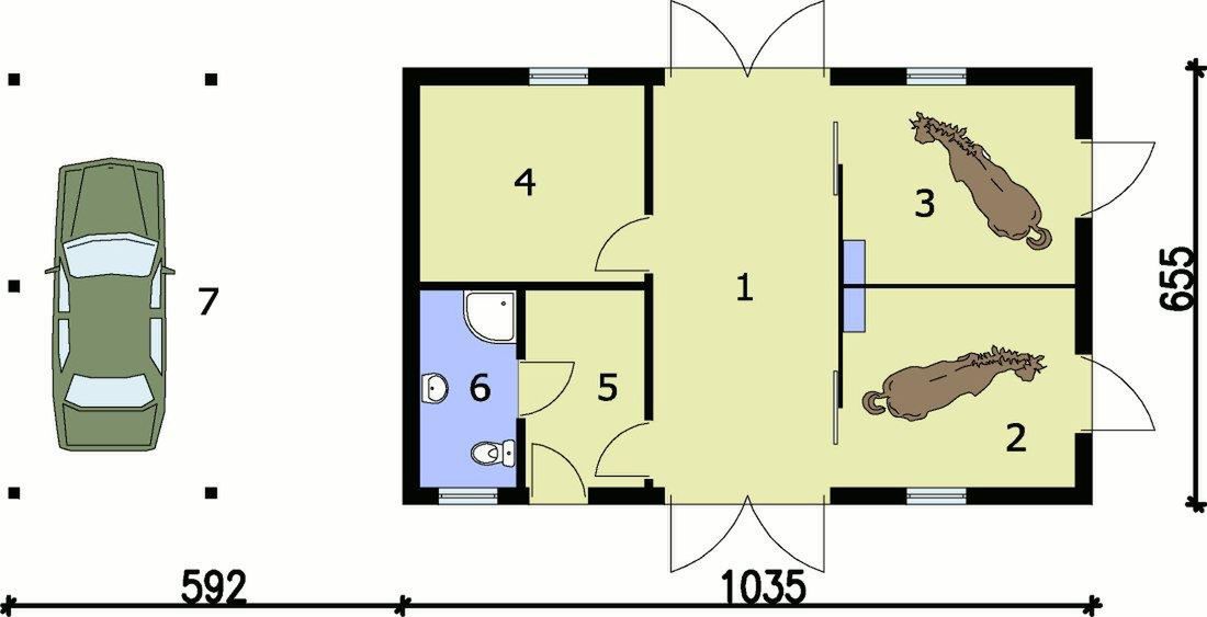 Parter projektu S3 stajnia dla koni - 2 boksy