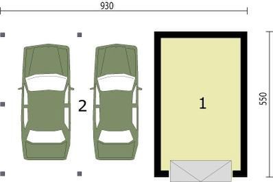 Parter projektu G249 garaż jednostanowiskowy z wiatą