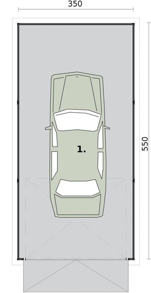 Parter projektu GB30 projekt garażu blaszanego jednostanowiskowego