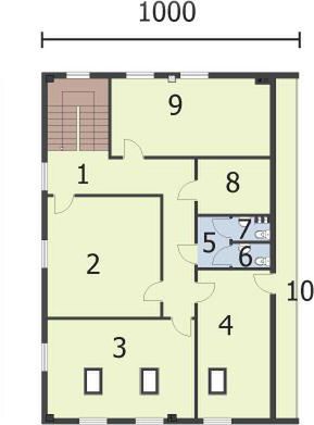Piętro 1 projektu G267 garaż trzystanowiskowy z pomieszczeniami gospodarczymi