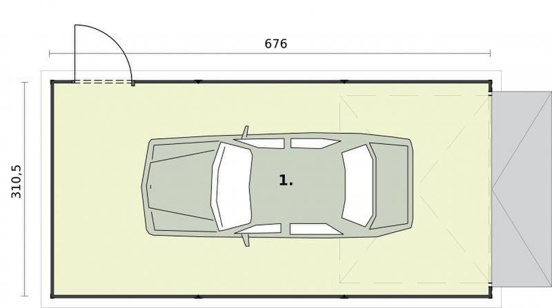 Parter projektu GB34 projekt garażu blaszanego jednostanowiskowego