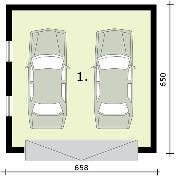 Parter projektu G309 garaż dwustanowiskowy