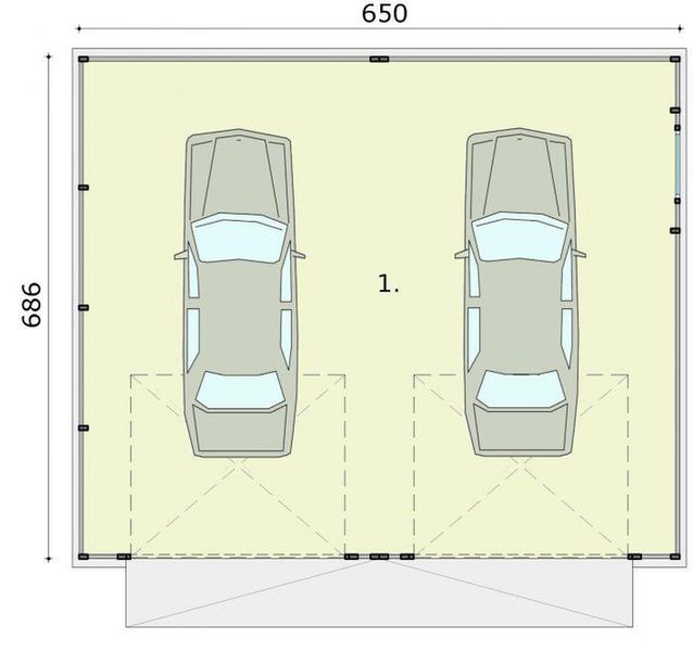 Parter projektu GB18 Garaż blaszany dwustanowiskowy