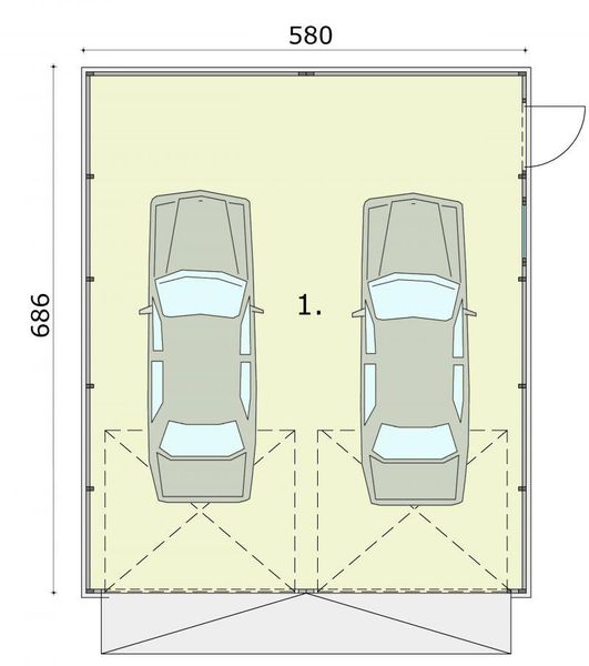 Parter projektu GB19 Garaż blaszany dwustanowiskowy
