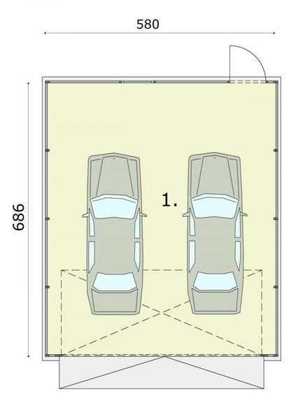 Parter projektu GB17 garaż blaszany dwustanowiskowy