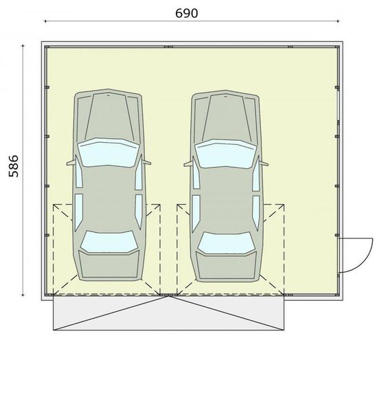 Parter projektu GB21 Garaż blaszany dwustanowiskowy