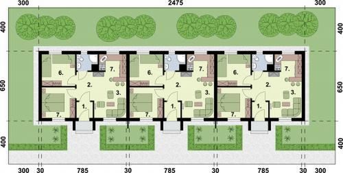 Parter projektu Toronto 2 dom letniskowy (zabudowa szeregowa)