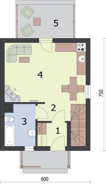 Parter projektu Oklahoma dom letniskowy z poddaszem