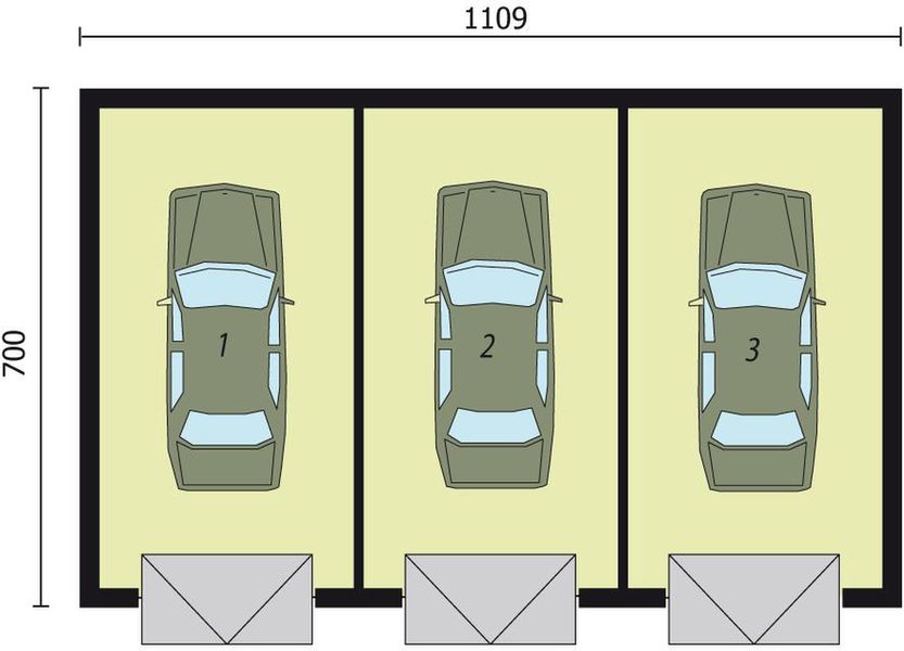Parter projektu G215 garaż trzystanowiskowy