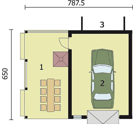 Projekt garażu G82 bliźniak (jeden segment), projekty garaży - rzut parteru, dom liczy 0 pokoje, 0 łazienki i wc