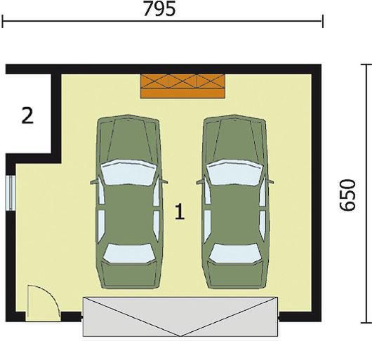 Parter projektu G87 bliźniak (jeden segment), projekty garaży