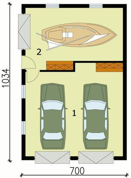 Parter projektu G130 garaż trzystanowiskowy
