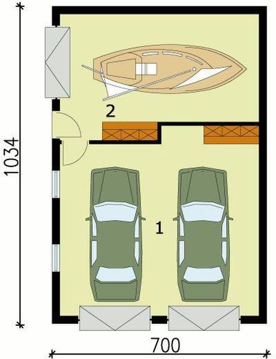 Parter projektu G132 garaż trzystanowiskowy