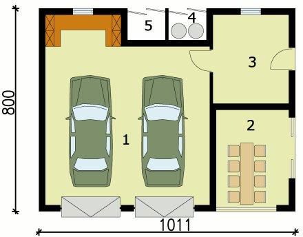 Projekt garażu G146 garaż dwustanowiskowy z pomieszczeniem gospodarczym - rzut parteru, dom liczy 0 pokoje, 0 łazienki i wc