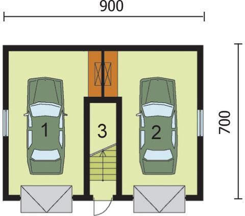 Parter projektu G34 garaż dwustanowiskowy z poddaszem użytkowym