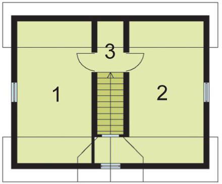 Poddasze projektu G34 garaż dwustanowiskowy z poddaszem użytkowym