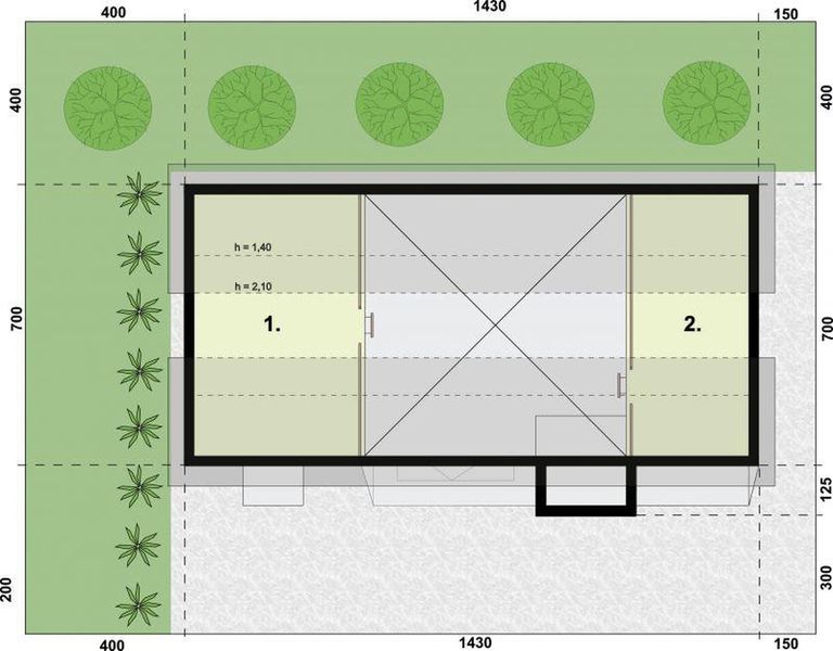 Poddasze projektu G323 garaż jednostanowiskowy z wiatą
