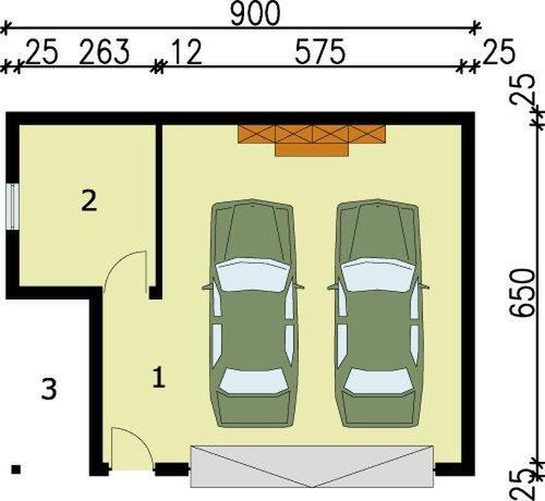 Parter projektu G58 garaż dwustanowiskowy