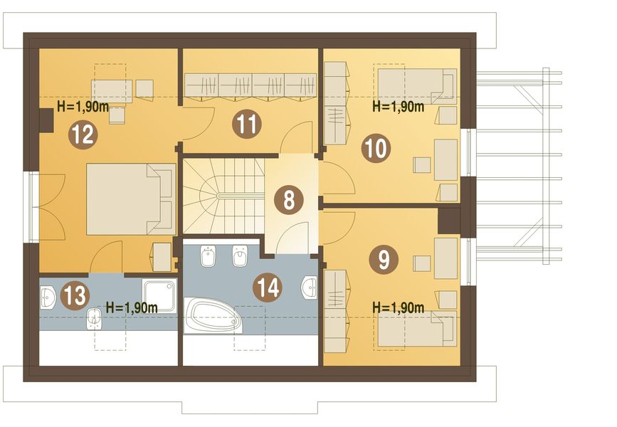 Poddasze projektu Seweryn z garażem 1-st. [A]