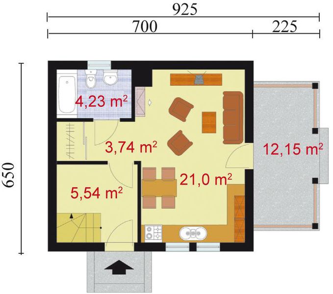 Parter projektu Orlean dom letniskowy z poddaszem