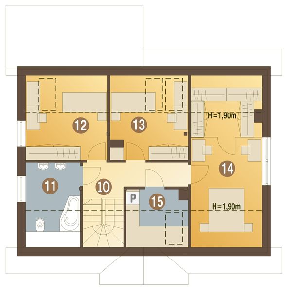 Poddasze projektu Inka II z garażem 1-st. [A]
